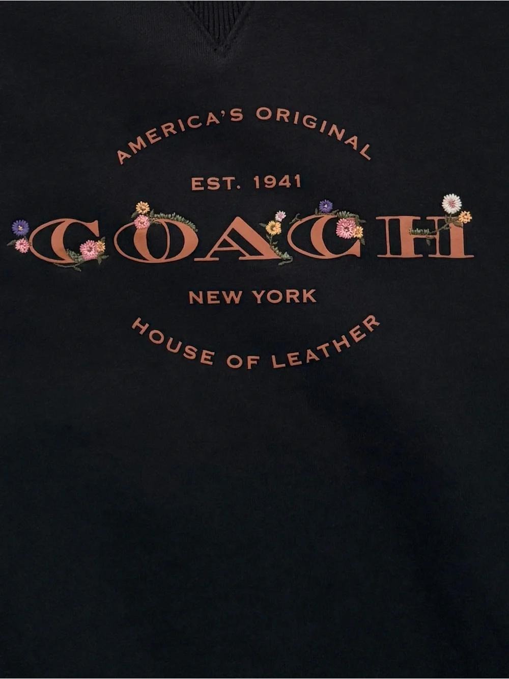 Coach Black Crewneck Sweatshirt with Multicolor Logo, Size: XSmall
